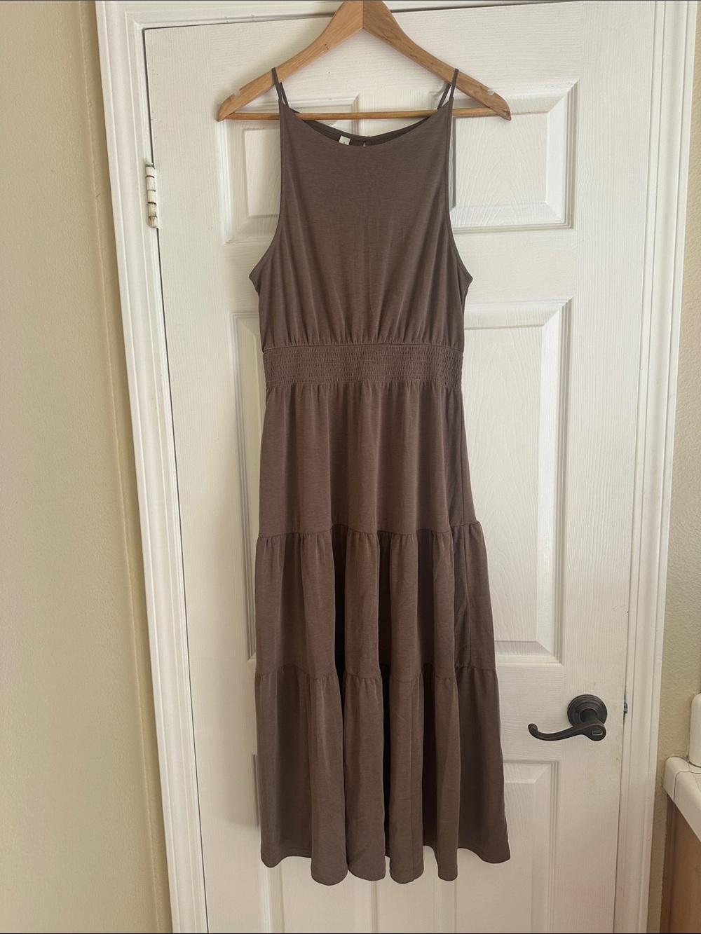 Gentle Fawn Brown Sleeveless Tiered Maxi Dress
